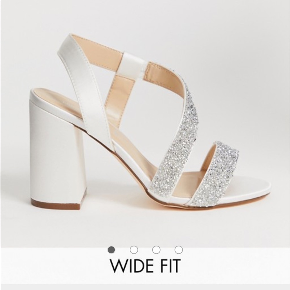 New, London Rebel wide bridal block heel sandals